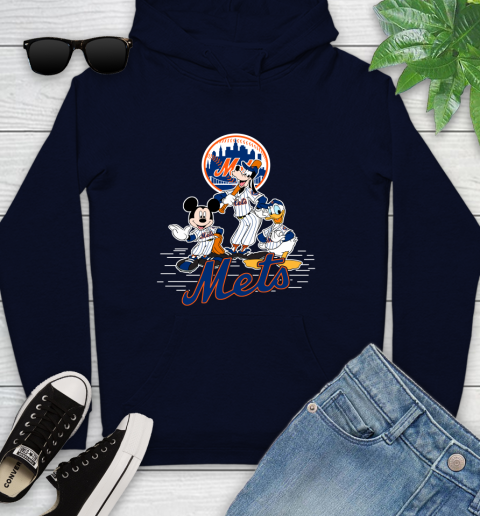 MLB New York Mets Mickey Mouse Donald Duck Goofy Baseball T Shirt Youth Hoodie 3