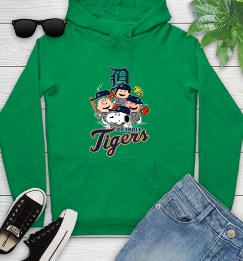 MLB Detroit Tigers Snoopy Charlie Brown Woodstock The Peanuts Movie Baseball T Shirt Youth Hoodie 9