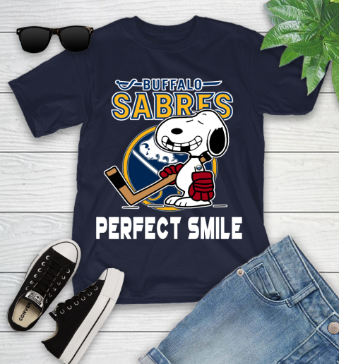 NHL Buffalo Sabres Snoopy Perfect Smile The Peanuts Movie Hockey T Shirt Youth T-Shirt 2