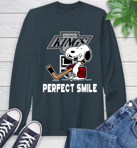 NHL Los Angeles Kings Snoopy Perfect Smile The Peanuts Movie Hockey T Shirt Long Sleeve T-Shirt 9