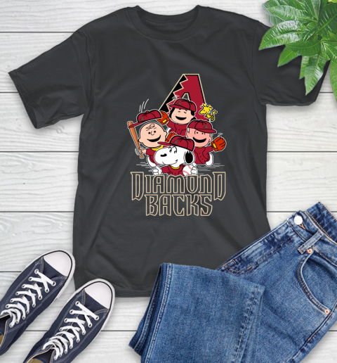 MLB Arizona Diamondbacks Snoopy Charlie Brown Woodstock The Peanuts Movie Baseball T Shirt_000 T-Shirt
