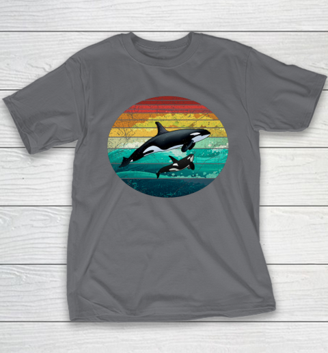 Orca Family Vintage Retro Art Killer Whale Family Youth T-Shirt 5
