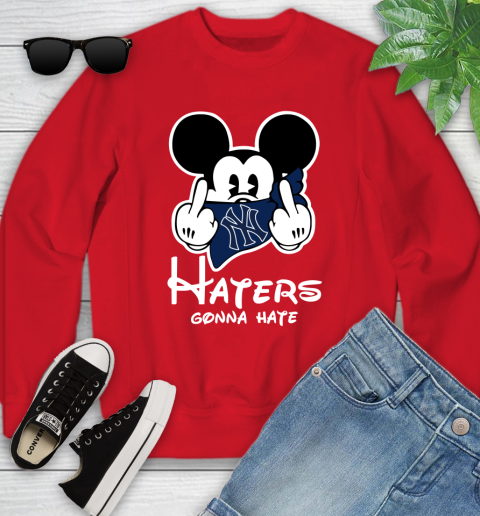 MLB New York Yankees Haters Gonna Hate Mickey Mouse Disney Baseball T Shirt_000 Youth Sweatshirt 8