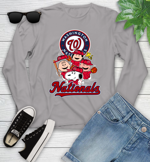 MLB Washington Nationals Snoopy Charlie Brown Woodstock The Peanuts Movie Baseball T Shirt_000 Youth Long Sleeve 5