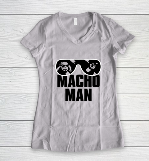 Macho Man Shirt Savage Sunglasses Graphic Women's V-Neck T-Shirt