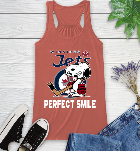 NHL Winnipeg Jets Snoopy Perfect Smile The Peanuts Movie Hockey T Shirt Racerback Tank 3