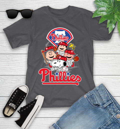 MLB Philadelphia Phillies Snoopy Charlie Brown Woodstock The Peanuts Movie Baseball T Shirt_000 Youth T-Shirt 6