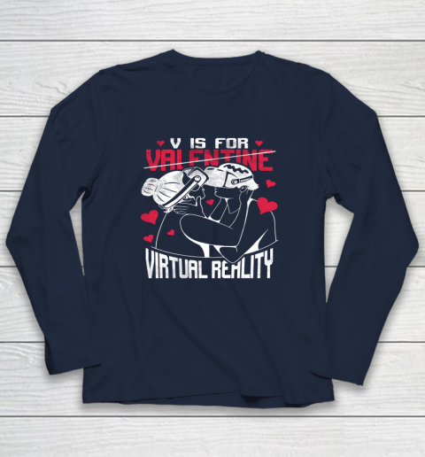 V Is For Virtual Reality Funny Valentine Couples Lovers Kiss Long Sleeve T-Shirt 9