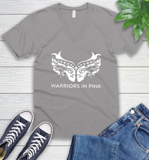 Ford cares warriors in pink shirt V-Neck T-Shirt 3