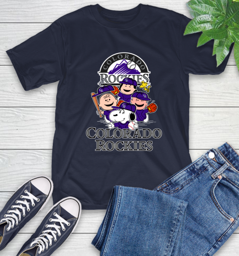 MLB Colorado Rockies Snoopy Charlie Brown Woodstock The Peanuts Movie Baseball T Shirt_000 T-Shirt 3