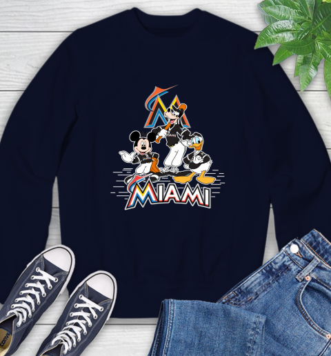 MLB Miami Marlins Mickey Mouse Donald Duck Goofy Baseball T Shirt Sweatshirt 2