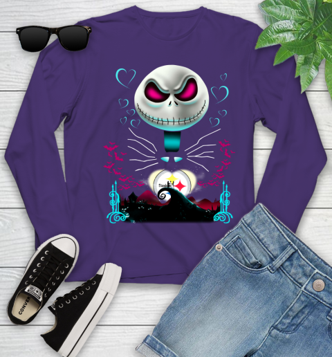NFL Pittsburgh Steelers Jack Skellington Sally The Nightmare Before Christmas Football Youth Long Sleeve 4