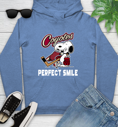 NHL Arizona Coyotes Snoopy Perfect Smile The Peanuts Movie Hockey T Shirt Youth Hoodie 13