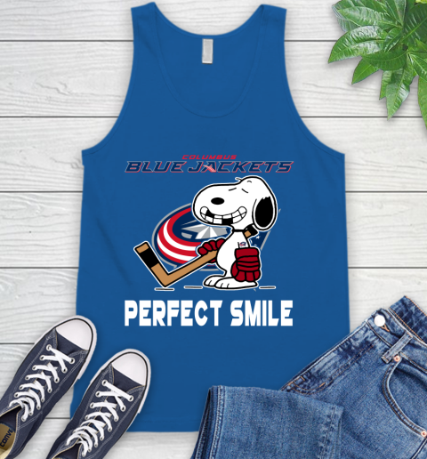 NHL Columbus Blue Jackets Snoopy Perfect Smile The Peanuts Movie Hockey T Shirt Tank Top 4