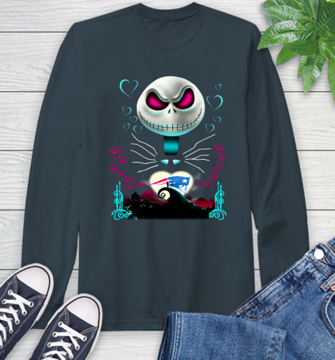 NFL New England Patriots Jack Skellington Sally The Nightmare Before Christmas Football Long Sleeve T-Shirt 9