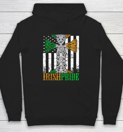 Irish Pride American Flag Celtic Cross Hoodie