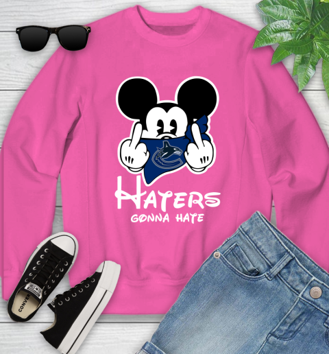 NHL Vancouver Canucks Haters Gonna Hate Mickey Mouse Disney Hockey T Shirt Youth Sweatshirt 6