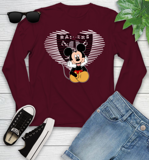 NFL Oakland Raiders The Heart Mickey Mouse Disney Football T Shirt_000 Youth Long Sleeve 6