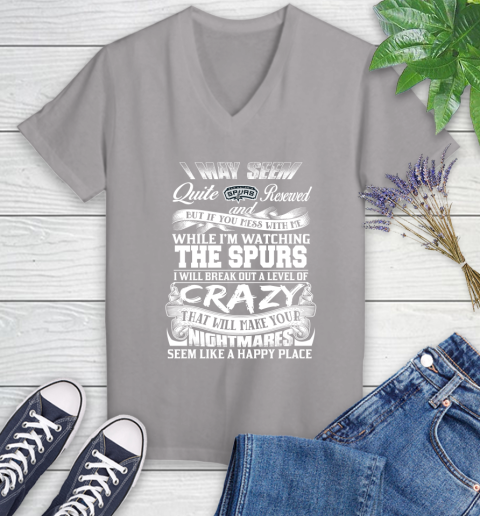 San Antonio Spurs NBA Basketball Don't Mess With Me While I'm Watching My Team Women's V-Neck T-Shirt 4