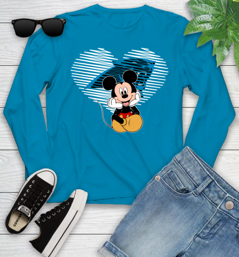 NFL Carolina Panthers The Heart Mickey Mouse Disney Football T Shirt_000 Youth Long Sleeve 8