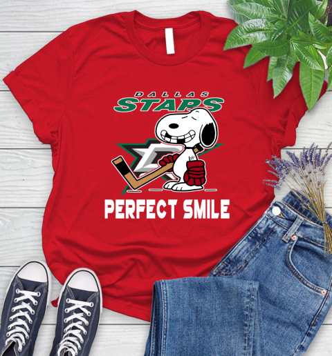 NHL Dallas Stars Snoopy Perfect Smile The Peanuts Movie Hockey T Shirt Women's T-Shirt 13