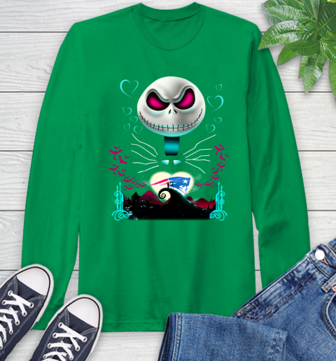NFL New England Patriots Jack Skellington Sally The Nightmare Before Christmas Football Long Sleeve T-Shirt 8