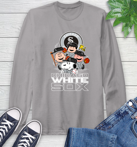 MLB Chicago White Sox Snoopy Charlie Brown Woodstock The Peanuts Movie Baseball T Shirt_000 Long Sleeve T-Shirt 6