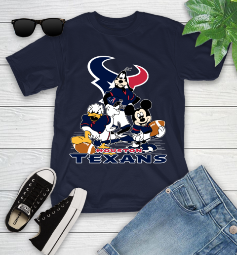 NFL Houston Texans Mickey Mouse Donald Duck Goofy Football Shirt Youth T-Shirt 2