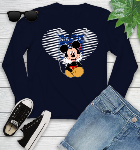 NHL New York Rangers The Heart Mickey Mouse Disney Hockey Youth Long Sleeve 2