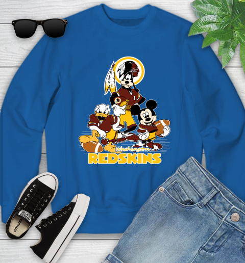 NFL Washington Redskins Mickey Mouse Donald Duck Goofy Football Shirt Youth Sweatshirt 7