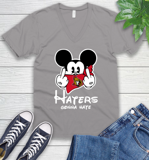 NHL Ottawa Senators Haters Gonna Hate Mickey Mouse Disney Hockey T Shirt V-Neck T-Shirt 3