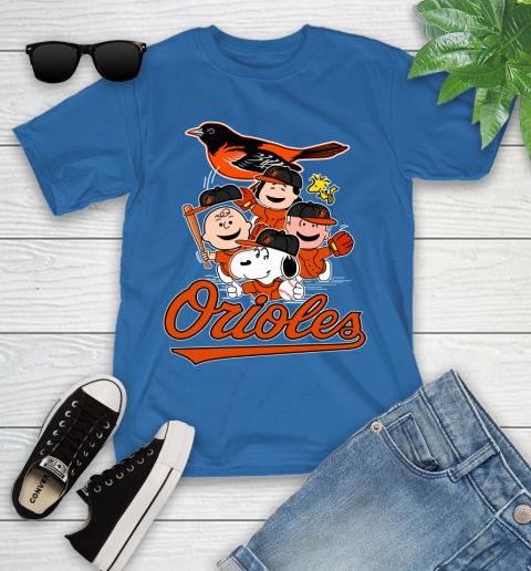 MLB Baltimore Orioles Snoopy Charlie Brown Woodstock The Peanuts Movie Baseball T Shirt_000 Youth T-Shirt 12