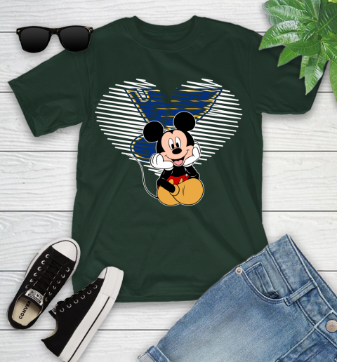 NHL St.Louis Blues The Heart Mickey Mouse Disney Hockey Youth T-Shirt 5