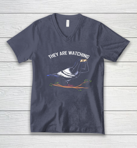 Birds Are Not Real Shirt They are Watching Funny V-Neck T-Shirt 6