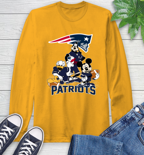 NFL New England Patriots Mickey Mouse Donald Duck Goofy Football Shirt Long Sleeve T-Shirt 2