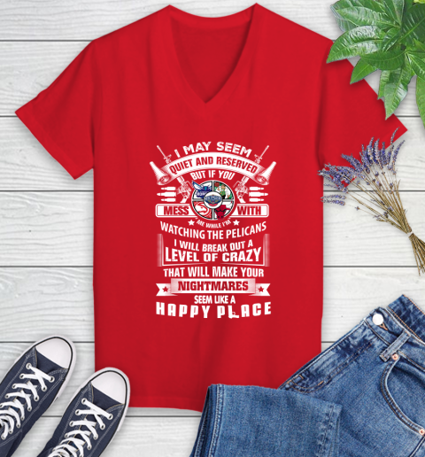 New Orleans Pelicans NBA Basketball Don't Mess With Me While I'm Watching My Team Sports Women's V-Neck T-Shirt 11