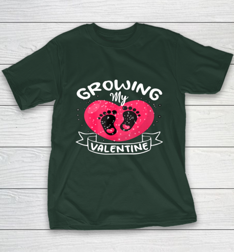 Womens Growing My Valentine literally pregnant shirt Pregnancy Wife Youth T-Shirt 11