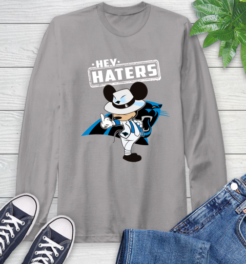 NFL Hey Haters Mickey Football Sports Carolina Panthers Long Sleeve T-Shirt 6