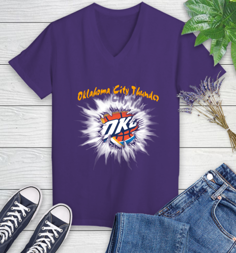 Oklahoma City Thunder NBA Basketball Rip Sports Women's V-Neck T-Shirt 3
