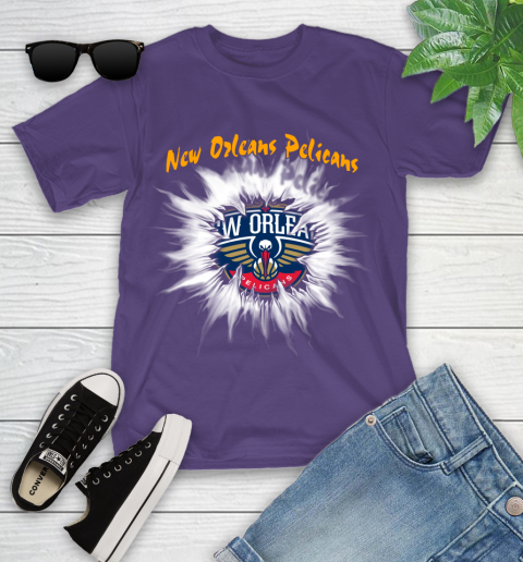 New Orleans Pelicans NBA Basketball Rip Sports Youth T Shirt Tee