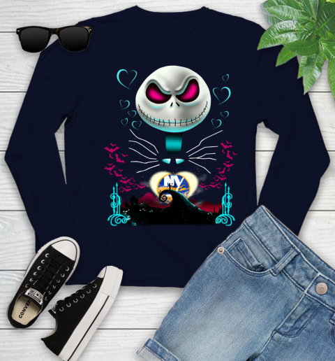 NHL New York Islanders Jack Skellington Sally The Nightmare Before Christmas Hockey Youth Long Sleeve 2