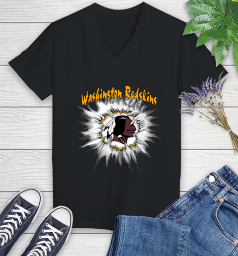 Washington Redskins NFL Football Adoring Fan Rip Sports Women's V-Neck T-Shirt