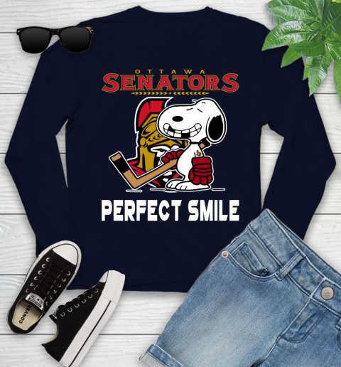 NHL New York Rangers Snoopy Perfect Smile The Peanuts Movie Hockey T Shirt Youth Long Sleeve 2