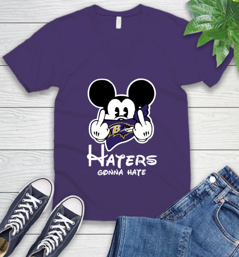 NFL Baltimore Ravens Haters Gonna Hate Mickey Mouse Disney Football T Shirt V-Neck T-Shirt 9