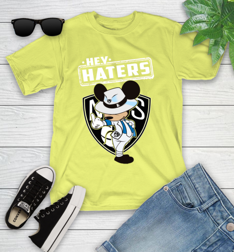 NBA Hey Haters Mickey Basketball Sports Brooklyn Nets Youth T-Shirt 10