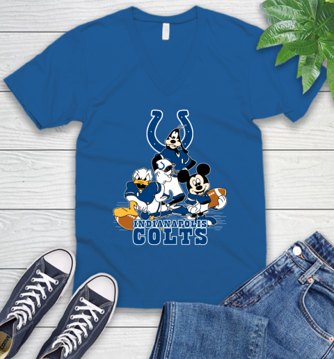 NFL Indianapolis Colts Mickey Mouse Donald Duck Goofy Football Shirt V-Neck T-Shirt 5