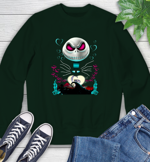 MLB Colorado Rockies Jack Skellington Sally The Nightmare Before Christmas Baseball Sweatshirt 12