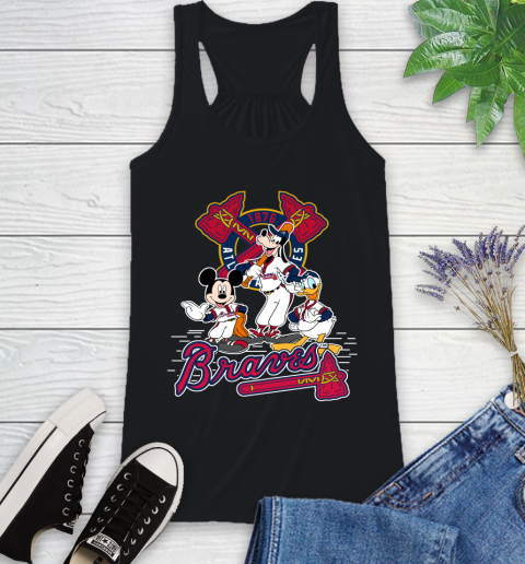 MLB Atlanta Braves Mickey Mouse Donald Duck Goofy Baseball T Shirt Racerback Tank
