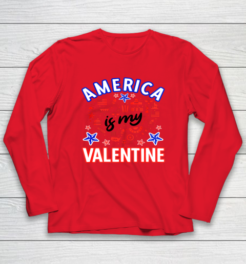 America is My Valentine Proud American Heart USA Long Sleeve T-Shirt 7