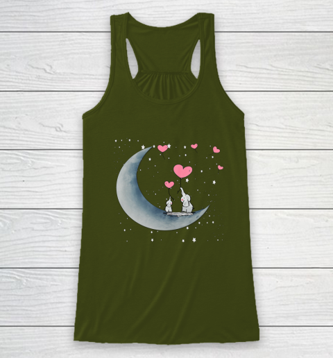 Heart Balloon Elephant Vintage Valentine Mom Crescent Moon Racerback Tank 2